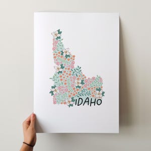 Idaho Art Print - 50 States Collection, Wall Decor, USA, State Art Print, Gift Idea, Travel Art, 50 States, Maps, Illustrated Maps