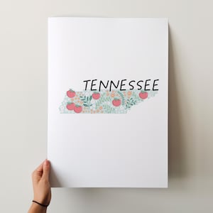 Impression d'art Tennessee - Collection 50 États, décoration murale, États-Unis, impression d'art État, idée cadeau, Art de voyage, 50 États, cartes, cartes illustrées
