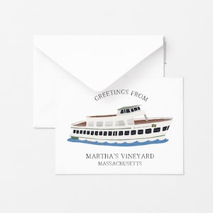 Carte de voeux Martha's Vineyard Ferry, Carte de voeux unique, Carte de voeux de tous les jours, Papeterie, Idées cadeaux, Côtier, Nautique