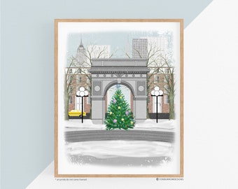 Christmas in New York - Washington Square Park, Wall Art, Wall Decor, USA Art, Traveler Gift, Christmas decor, Holiday Art, New York City