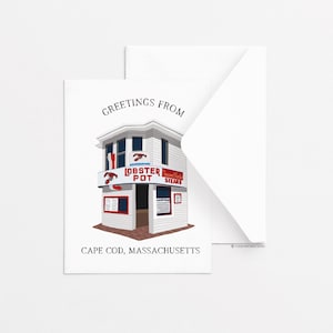 Carte de voeux Cape Cod Lobster Pot, Carte de voeux simple, Carte de voeux de tous les jours, Papeterie, Idées cadeaux, Côtier, Nautique