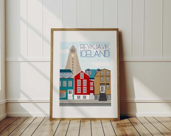 Iceland Travel Art Print - Reykjavik City, Wall Art, Wall Decor, Europe Art, Traveler Gift, Travel Memories, Travel Decor, Home Decor