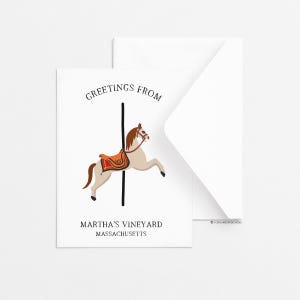 Carte de voeux Martha's Vineyard carousel, Carte de voeux unique, Carte de voeux de tous les jours, Papeterie, Idées cadeaux, Côtier, Nautique