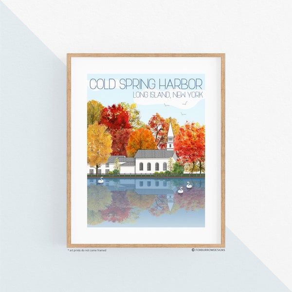 Cold Spring Harbor, Long Island Travel Art Print, Wall Decor, Coastal Art, Long Island Decor