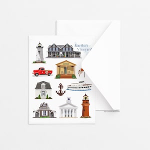 Carte de voeux Martha's Vineyard, Carte de voeux unique, Carte de voeux de tous les jours, Papeterie, Idées cadeaux, Côtier, Nautique