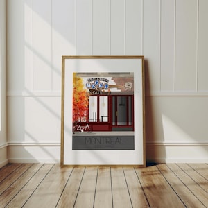 Montreal Travel Art Print - St Viateur Bagel & Cafe, arte de parede, decoração de parede, arte dos EUA, presente de viajante, decoração de casa, arte do Canadá