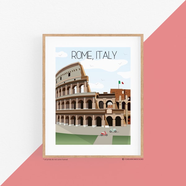 Italy Travel Art Print - Rome Colosseum, Wall Art, Wall Decor, Europe Art, Traveler Gift, Travel Memories, Travel Decor, Home Decor