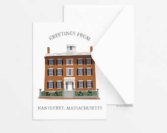 Nantucket Jared Coffin House Greeting Card, Single Greeting Card, Everyday Greeting Card, Stationery, Gift Ideas, Coastal, Nautical
