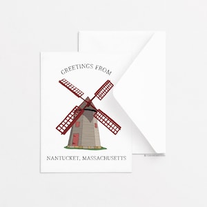 Nantucket Old Mill Carte de voeux, Carte de voeux unique, Carte de voeux de tous les jours, Papeterie, Idées cadeaux, Côtier, Nautique