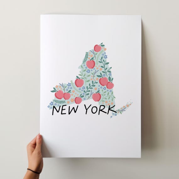 New York Art Print - 50 States Collection, Wall Decor, USA, State Art Print, Gift Idea, Travel Art, 50 States, Maps, Illustrated Maps