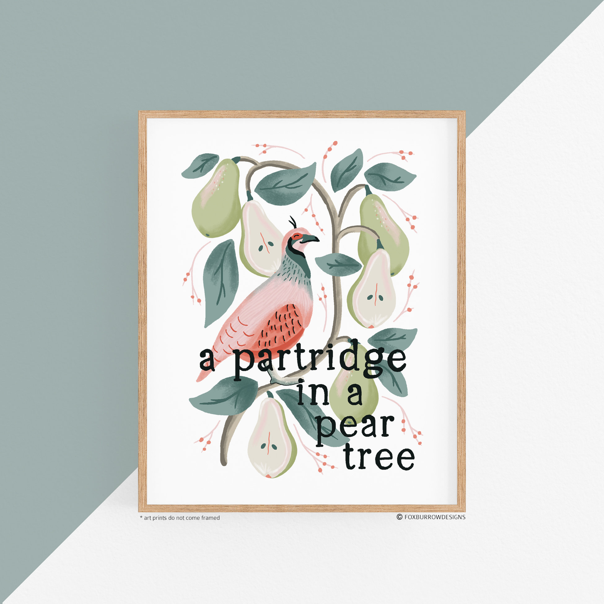 12 Days of Christmas Art Print - Partridge in A Pear Tree, Holiday ...