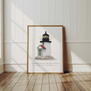 Brant Point, Lighthouses of the East Coast, Art Print, Wall Decor, Coastal Home Decor, Nautical, Maritime