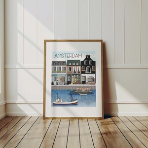 Amsterdam Travel Art Print - Shops, Wall Art, Wall Decor, Europe Art, Traveler Gift, Travel Memories, Travel Decor, Home Decor