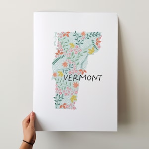 Vermont Art Print - 50 States Collection, Wall Decor, USA, State Art Print, Gift Idea, Travel Art, 50 States, Maps, Illustrated Maps