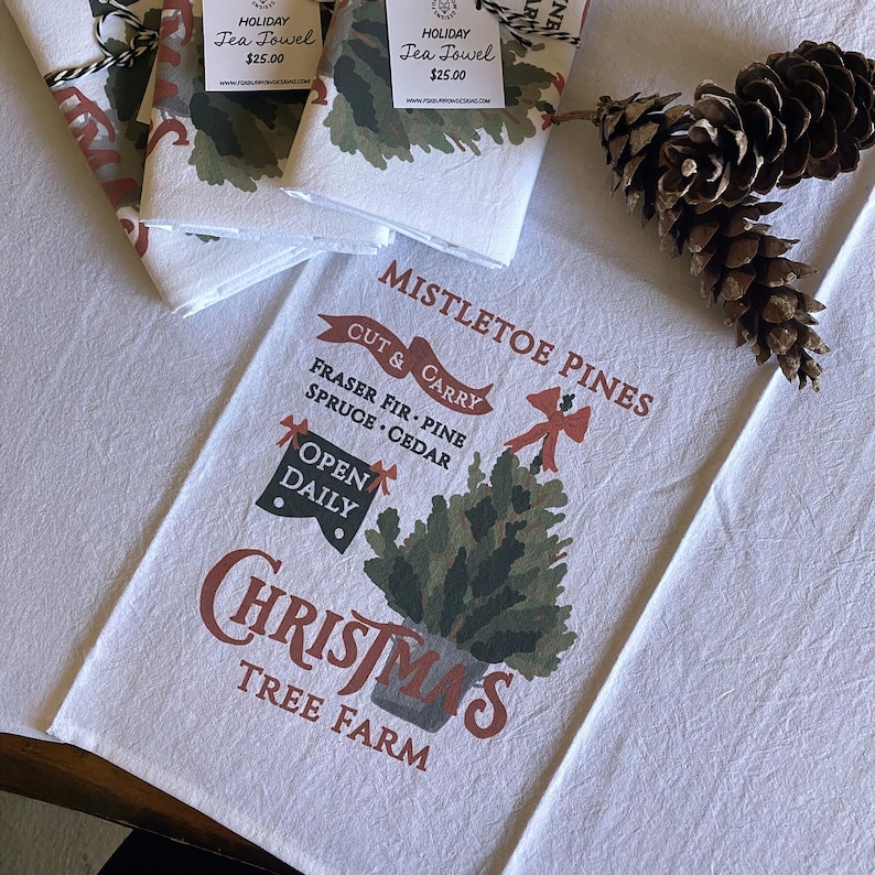 FoxBurrowDesigns Christmas Tree Farm Tea Towel - Thumbnail 2