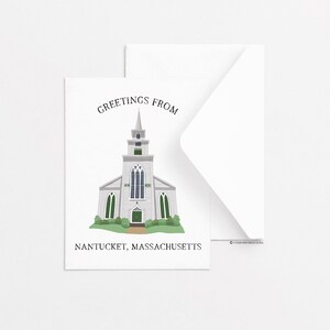 Carte de voeux de l'église de Nantucket, Carte de voeux unique, Carte de voeux de tous les jours, Papeterie, Idées cadeaux, Côtier, Nautique