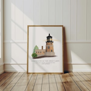 Split Rock Lighthouse, Lighthouses of the Great Lakes, Art Print, Wall Decor, Coastal Home Decor, Nautical, Maritime