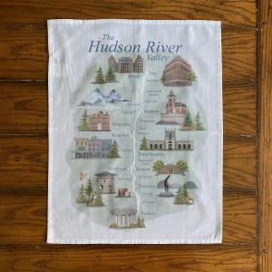 Hudson Valley-kaart theedoek, woondecoratie, keukendecor, cadeau-idee, geïllustreerde handdoeken, keukenhanddoeken, 100% katoen