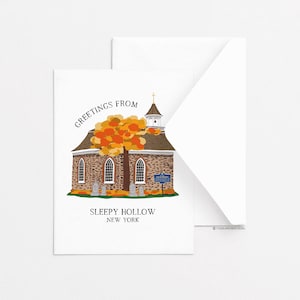 Biglietto d'auguri Sleepy Hollow - Vecchia chiesa olandese, biglietto d'auguri singolo, biglietto d'auguri per tutti i giorni, cancelleria, idee regalo