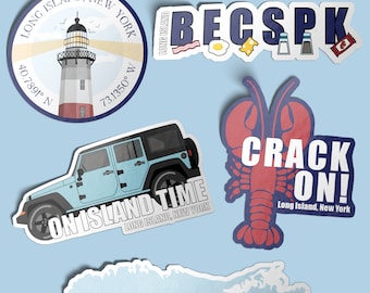 Long Island Sticker Set, Long Island Gift Idea, Lighthouse, Nautical, Coastal