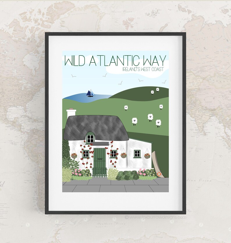 Ireland Travel Art Print Wild Atlantic Way Etsy