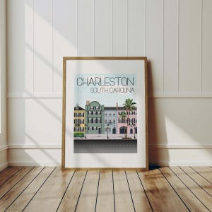 South Carolina Travel Art Print - Charleston Rainbow Row, Wall Art, Wall Decor, USA Art, Traveler Gift, Travel Memories, Travel Decor
