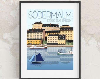 Sweden Travel Art Print - Sodermalm, Wall Art, Wall Decor, Europe Art, Traveler Gift, Travel Memories, Travel Decor, Home Decor