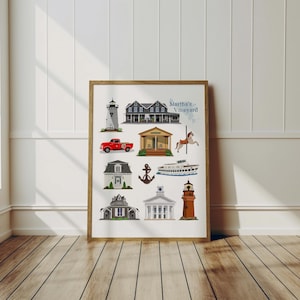 Martha&#39;s Vineyard Poster - Martha&#39;s Vineyard Art, Art Print, Wall Decor, Gift Idea, New England Art, Massachusetts, Beach Decor, Coastal