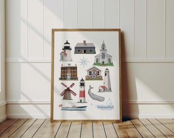Nantucket Poster - Nantucket Art, Art Print, Wall Decor, Gift Idea, New England Art, Massachusetts, Beach Decor, Coastal