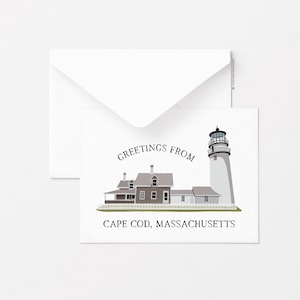 Cape Cod Highland Lighthouse, Carte de voeux, Carte de voeux simple, Carte de voeux de tous les jours, Papeterie, Idées cadeaux, Côtier, Nautique