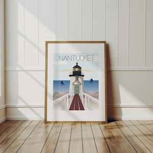 Nantucket Travel Art Print - Brant Point Lighthouse, Wall Art, USA Art, Traveler Gift, Travel Memories, Travel Decor, coastal decor