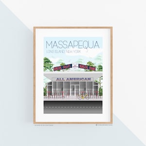 Massapequa, Long Island Travel Art Print, Wall Decor, Coastal Art, Long Island Decor