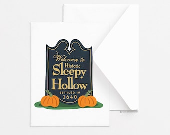 Sleepy Hollow Greeting Card - Welcome Sign, Single Greeting Card, Everyday Greeting Card, Stationery, Gift Ideas