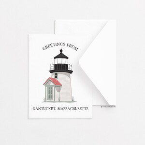 Nantucket Brant Point Lighthouse Carte de voeux, Carte de voeux simple, Carte de voeux de tous les jours, Papeterie, Idées cadeaux, Côtier, Nautique