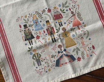 Torchon Casse-Noisette, Décoration d'intérieur, Décoration de cuisine, Idée cadeau, Serviettes illustrées, Linges de cuisine, Coton lin, Vacances, Décoration de Noël