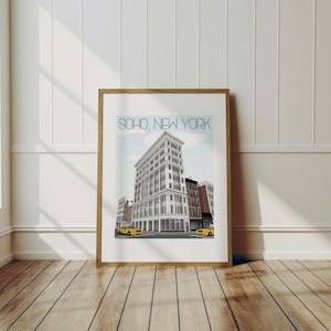 Impression d'art de voyage à New York - Soho, art mural, décoration murale, art américain, cadeau voyageur, art de Manhattan, monuments de la ville, New York City