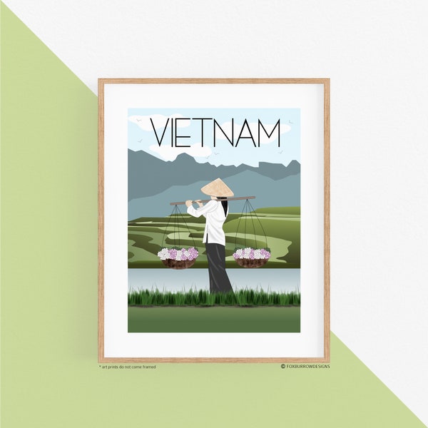 Vietnam Travel Art Print - Rice Paddies, Wall Art, Wall Decor, Southeast Asia Art, Traveler Gift, Travel Memories, Home Decor, Travel Decor