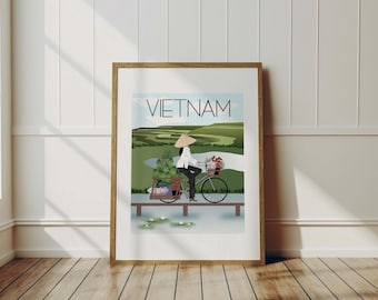 Vietnam Travel Art Print - Loaded Bicycle, Wall Art, Wall Decor, Southeast Asia Art, Traveler Gift, Travel Memories, Travel Decor