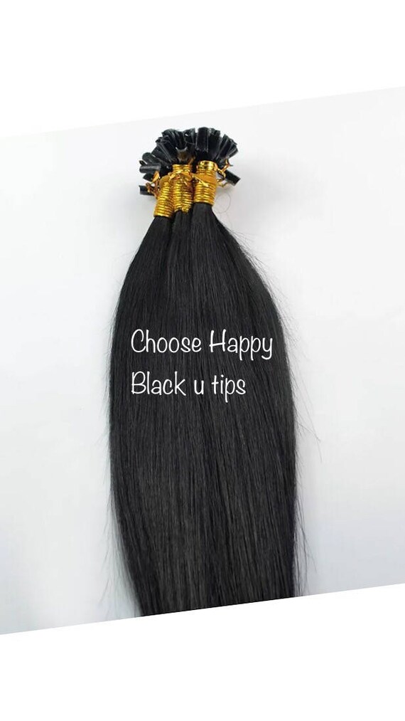 Black Keratin Utips U Tip Fusion Real Human Hair Nail Pre Etsy