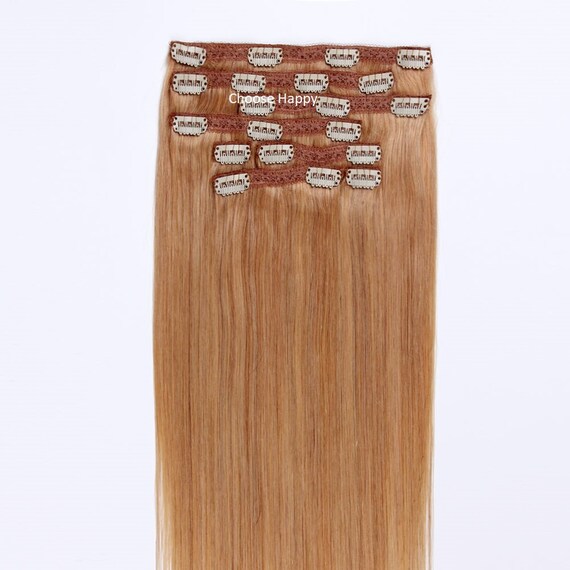 Dark Strawberry Blonde Clip In Remy 100 Real Human Hair Etsy