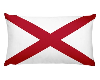 Alabama State Flag Pillow, 20x12 Red and White Lumbar Cushion, Southern Home Decor, Gift for Sofa, Bed, Office or Guest Room, Accent Decor