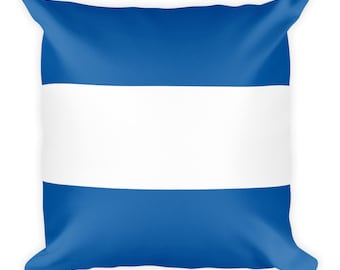 Nautical Signal Flag J Pillow, Blue White Juliett Maritime Decor, 18x18 Square Throw Cushion, Coastal Home Accent, Sailor Boater Gift