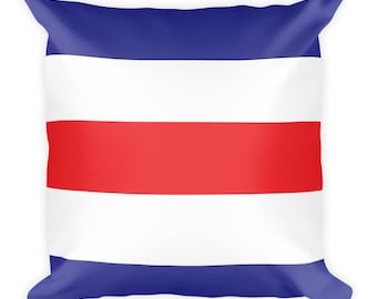 Nautical Signal Flag C Pillow, 18x18 Blue Red White Maritime Cushion, Coastal Home Decor, Sailor Gift for Boat, Yacht or Beach House