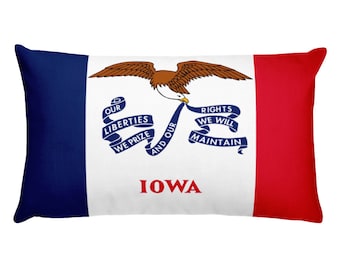 Iowa State Flag Throw Pillow, Midwest Home Decor, 20x12 Lumbar Cushion, Patriotic Hawkeye State Gift and Sofa Accent for Proud Iowans