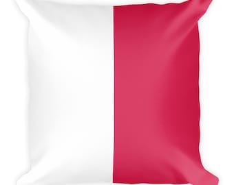 Nautical Signal Flag H Pillow, White Red Hotel Maritime Decor, 18x18 Square Throw Cushion, Coastal Home Accent, Sailor and Boater Gift