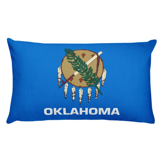 Oklahoma State Flag Throw Pillow Covers Blue Green Brown Etsy