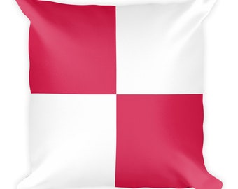 Nautical Signal Flag U Pillow, Red White Uniform Maritime Decor, 18x18 Square Throw Cushion, Coastal Home Accent, Sailor Boater Gift