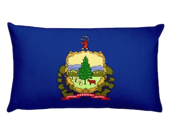 Vermont Flag Pillow, Vermont State Decor, Blue Throw Pillow 20x12, Green Mountain State Gift, State Pride Cushion, Vermont Home Accent