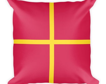 Nautical Signal Flag R Pillow, Red Yellow Maritime Decor, 18x18 Square Throw Cushion, Coastal Home Accent, Sailor and Boater Gift