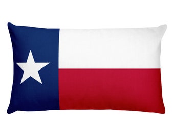 Texas Flag Lumbar Pillow, Red White Blue State Decor, 20x12 Polyester Throw Cushion, Lone Star Home Accent, Gift for Proud Texas Lovers